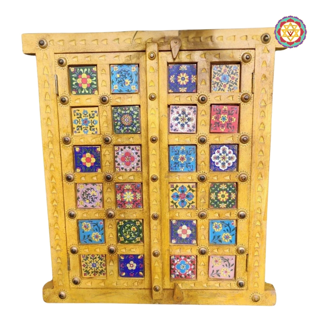 Wooden decorative windows with ceramic tile work