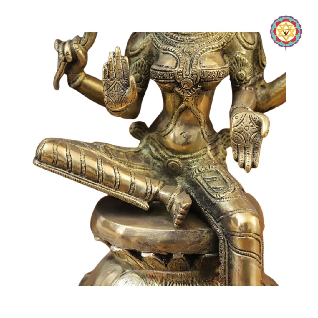 Brass Saraswati Idol – The Embodiment of Wisdom and Grace (12”)