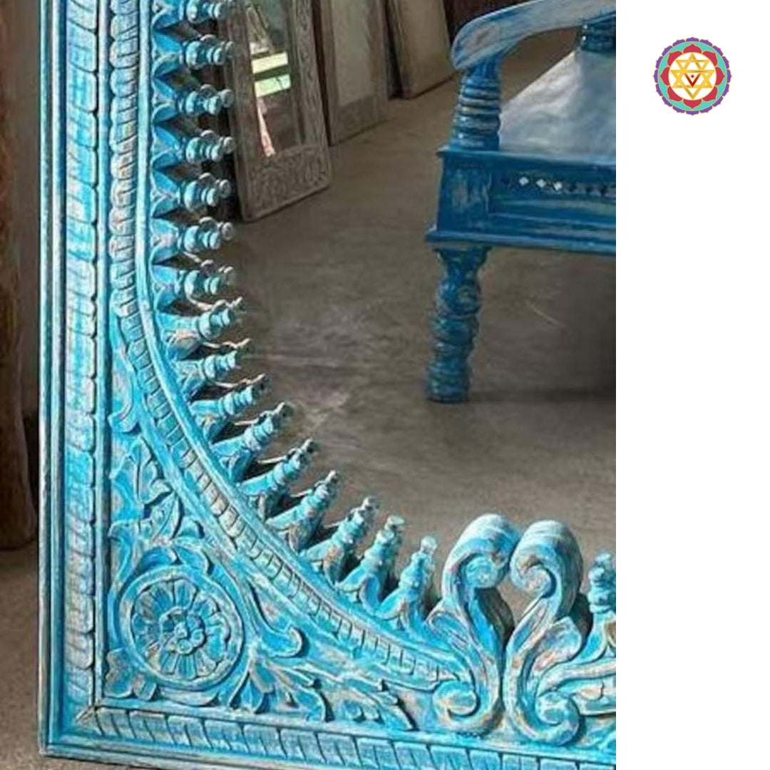 Close-up of intricate carving details on wood