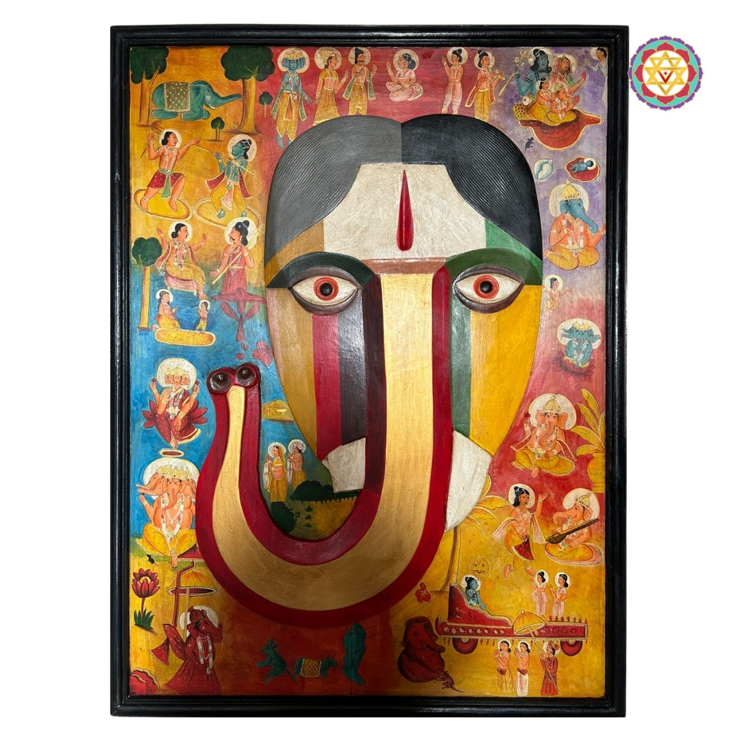 Colorful hand-painted Ganesha wall art