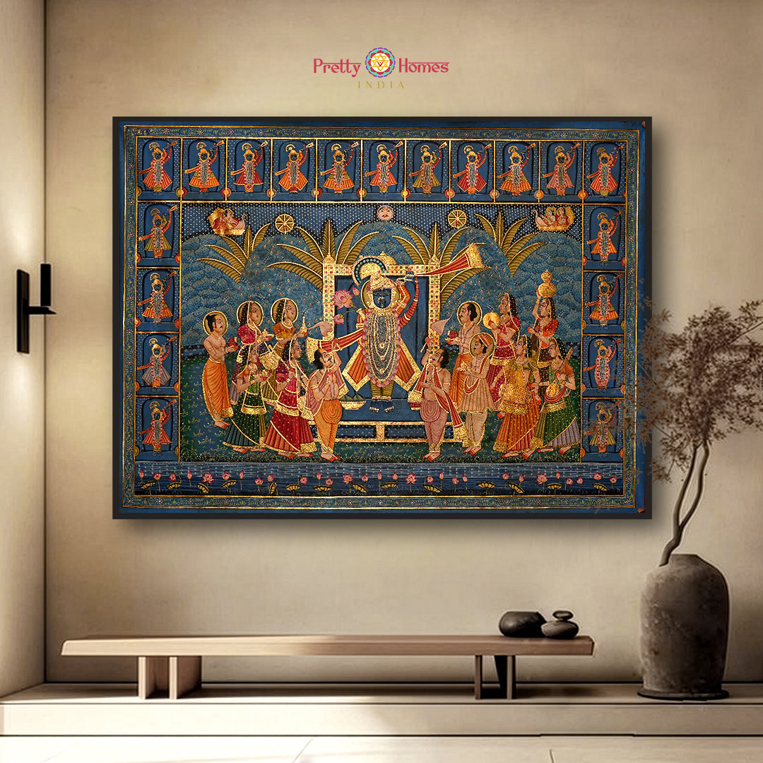 Rajbhog Swaroop — Handpainted Pichwai with Shrinathji Border (Gold Options)