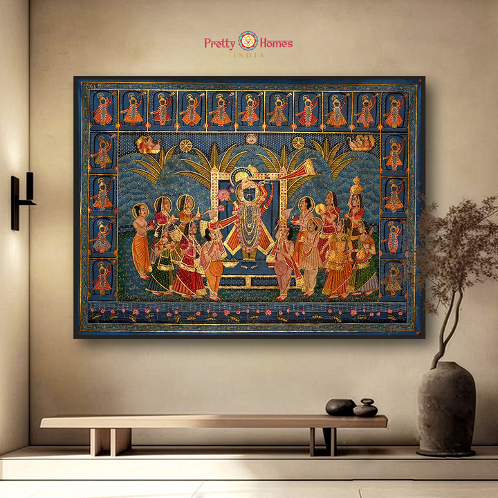 Rajbhog Swaroop — Handpainted Pichwai with Shrinathji Border (Gold Options)
