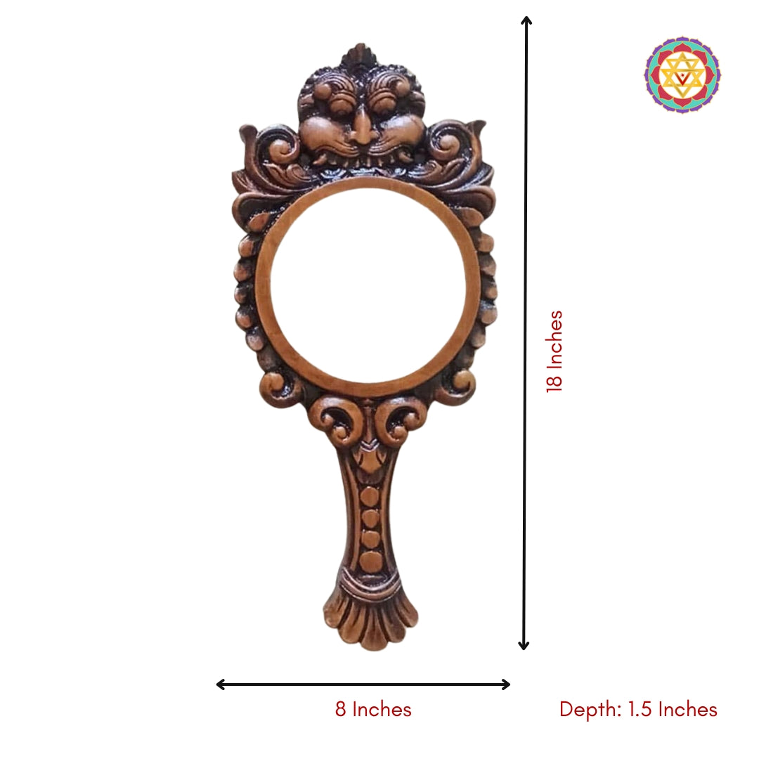 Handcarved wall mirror in mahogany wood with traditional design