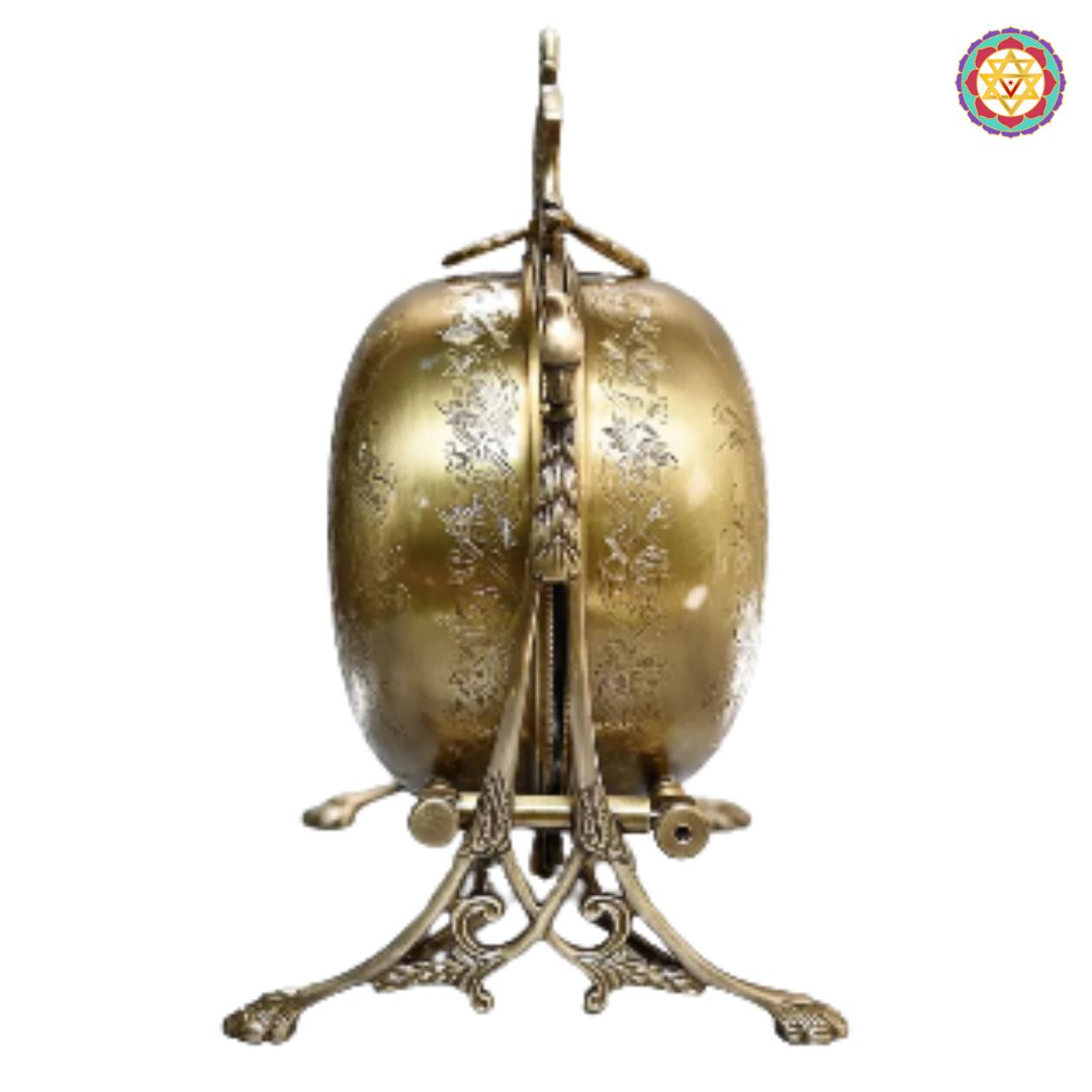 brass platter detailed shot showcasing floral engraved patterns