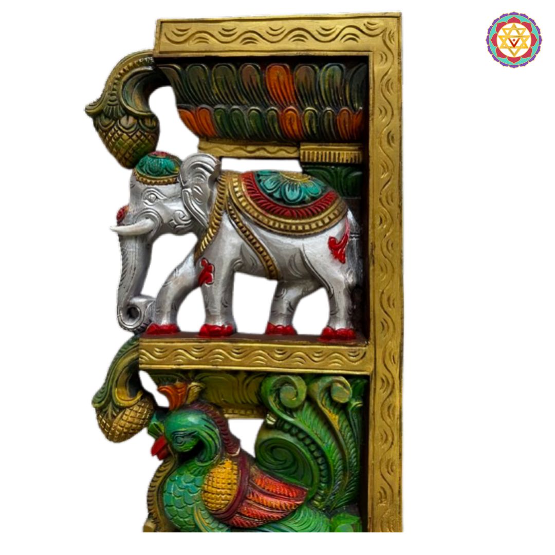 Set of 2 Vertical Carved Panels – Elephant with Annapakshi