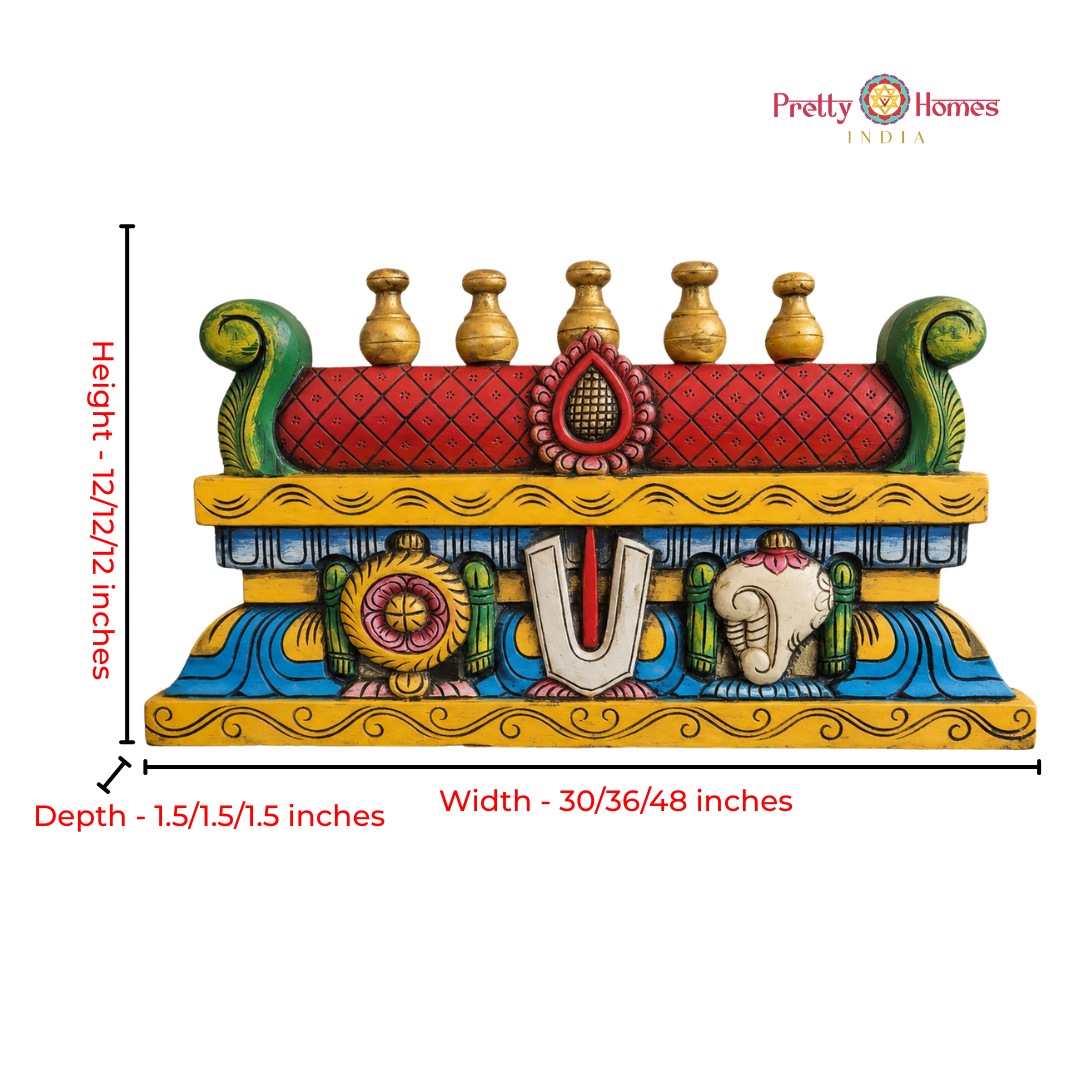 Chettinad Style Handcrafted Gopuram with Shankha Chakra Namam Carvings