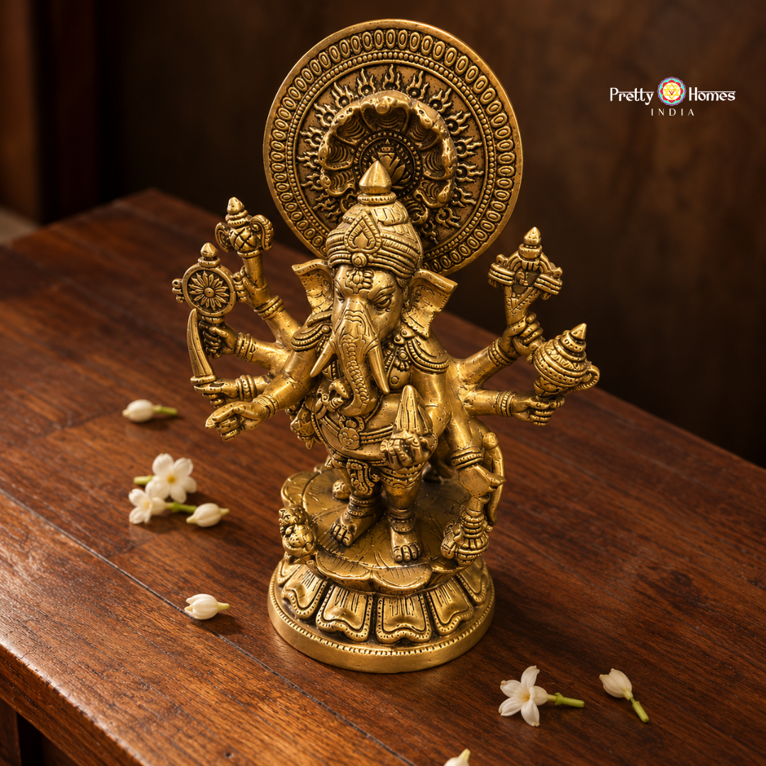 Tabletop Brass Drishti Ganesha Statue