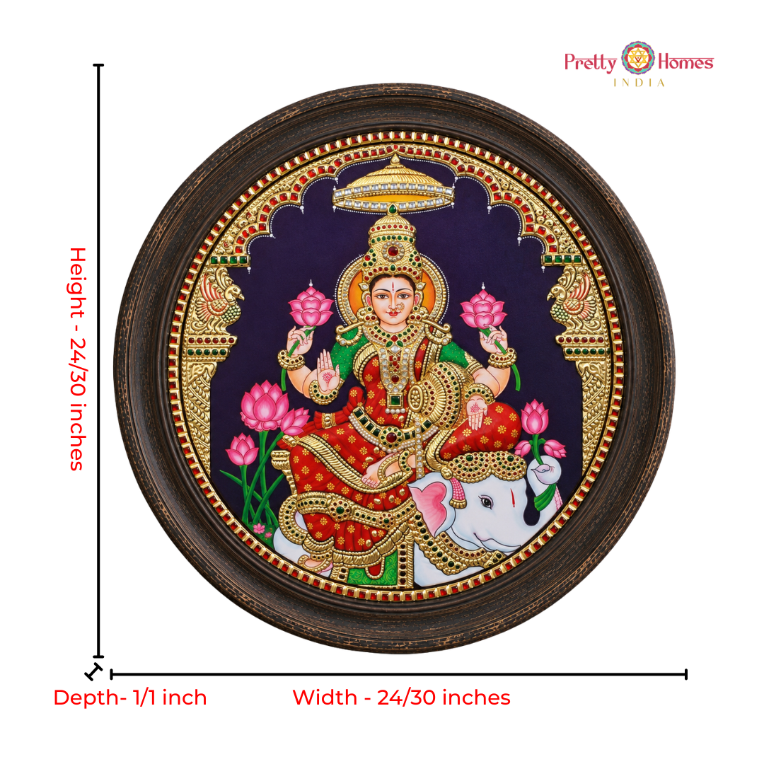 Gajalakshmi – 22K Gold Tanjore Painting