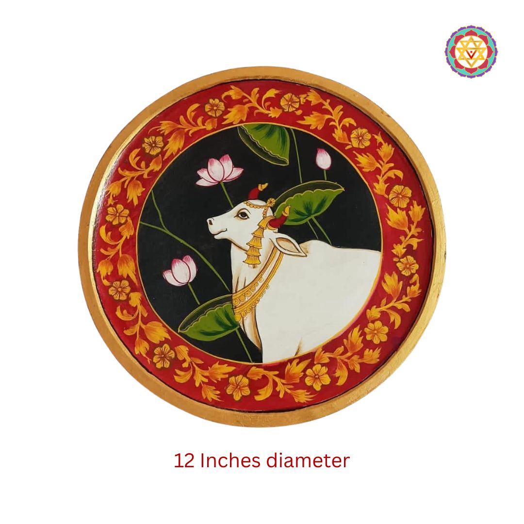 Hand painted wall plate -pichwai cows