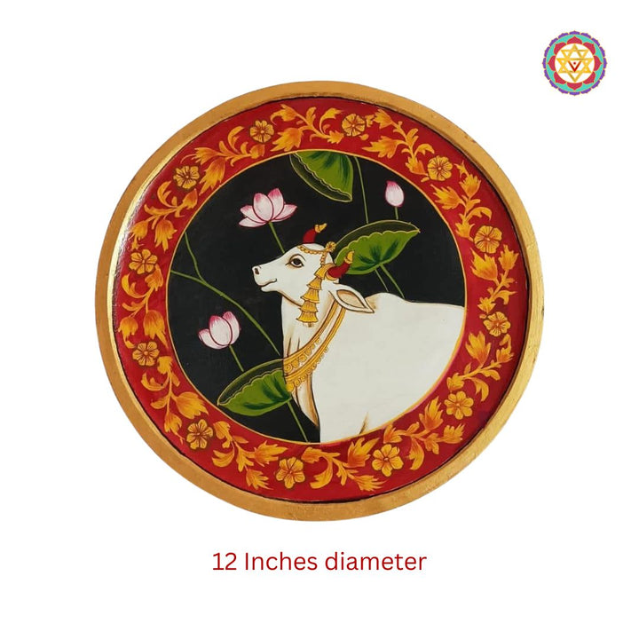 Hand painted wall plate -pichwai cows