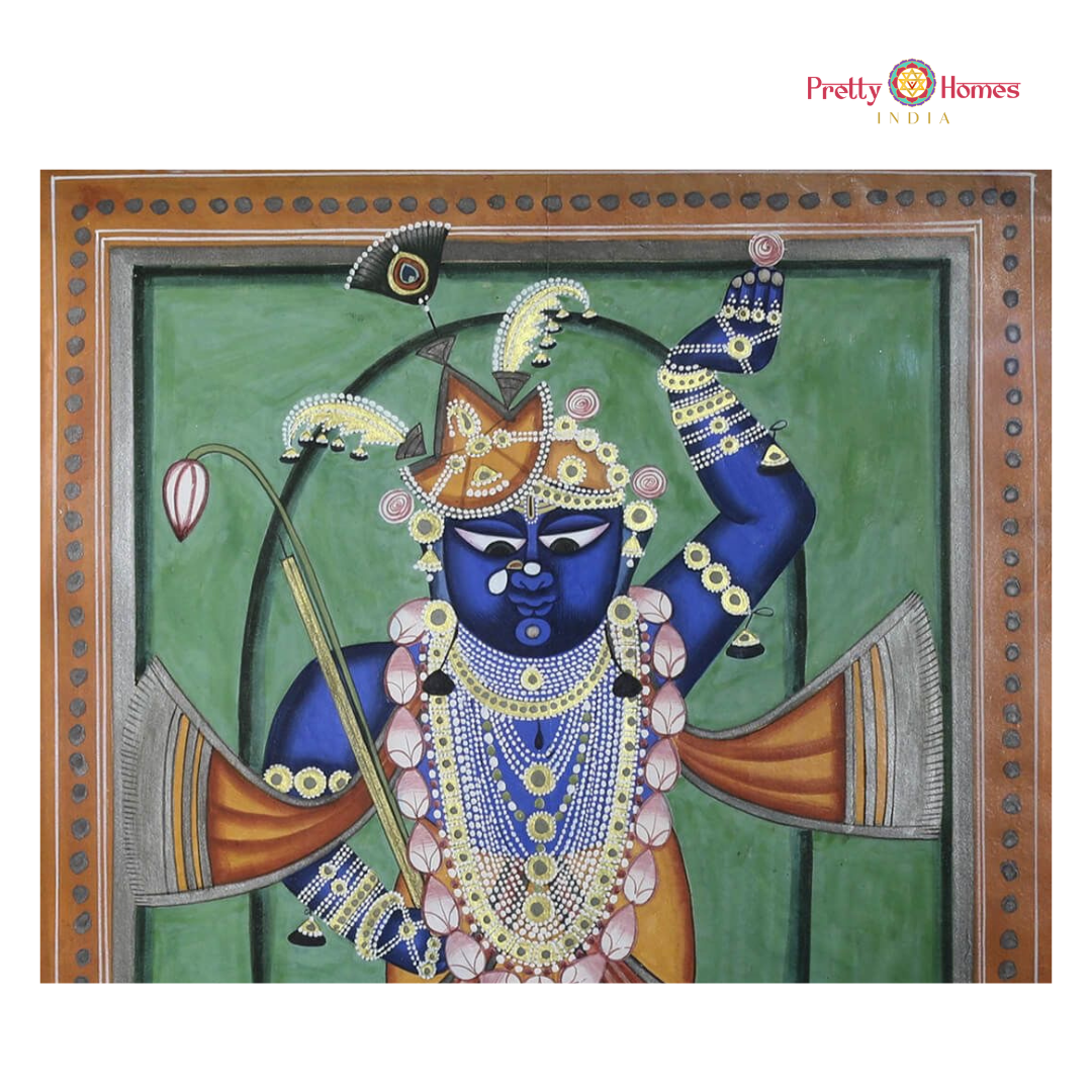 Handpainted pichwai Rustic Shrinathji Darshan