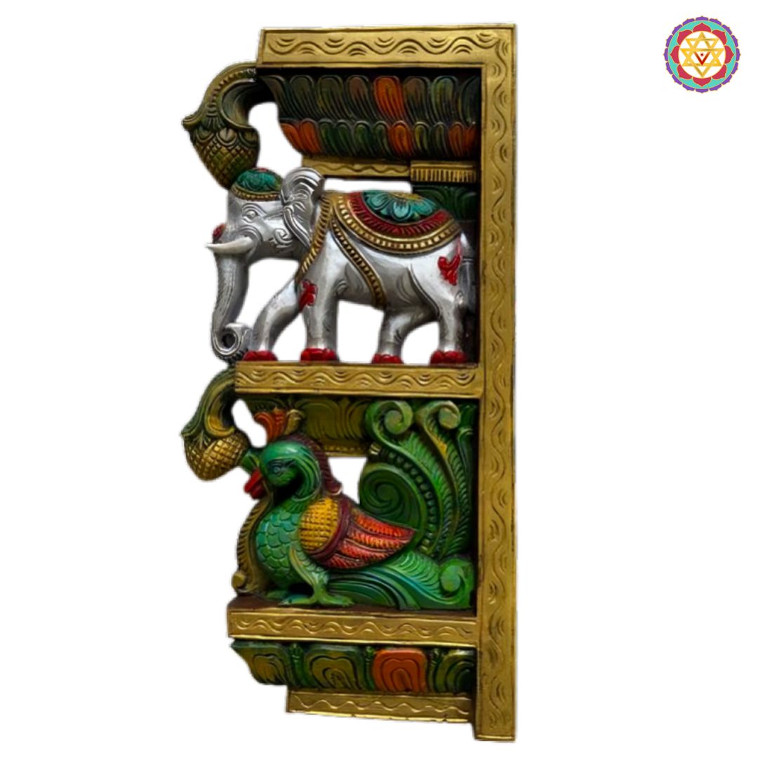 Set of 2 Vertical Carved Panels – Elephant with Annapakshi
