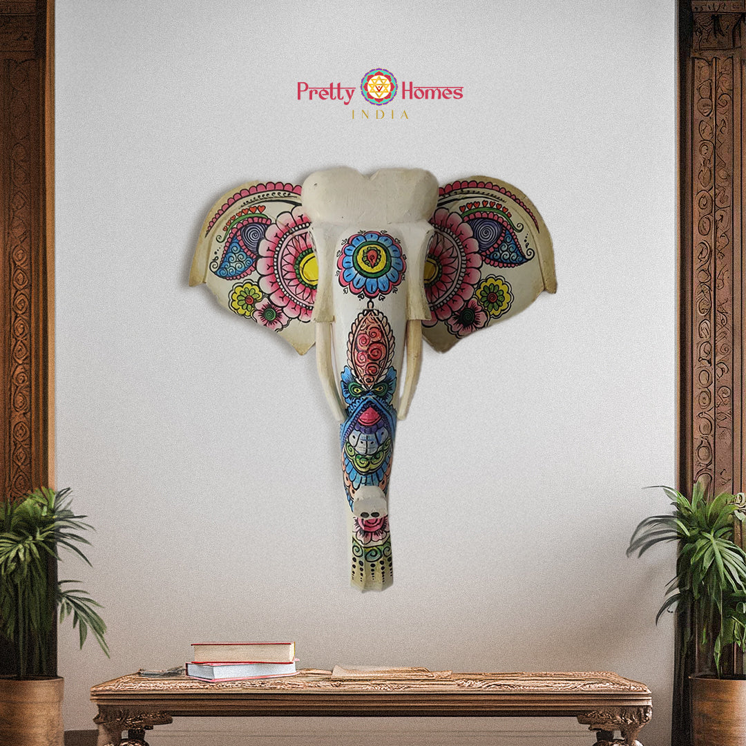 Elephant head wall hanging.