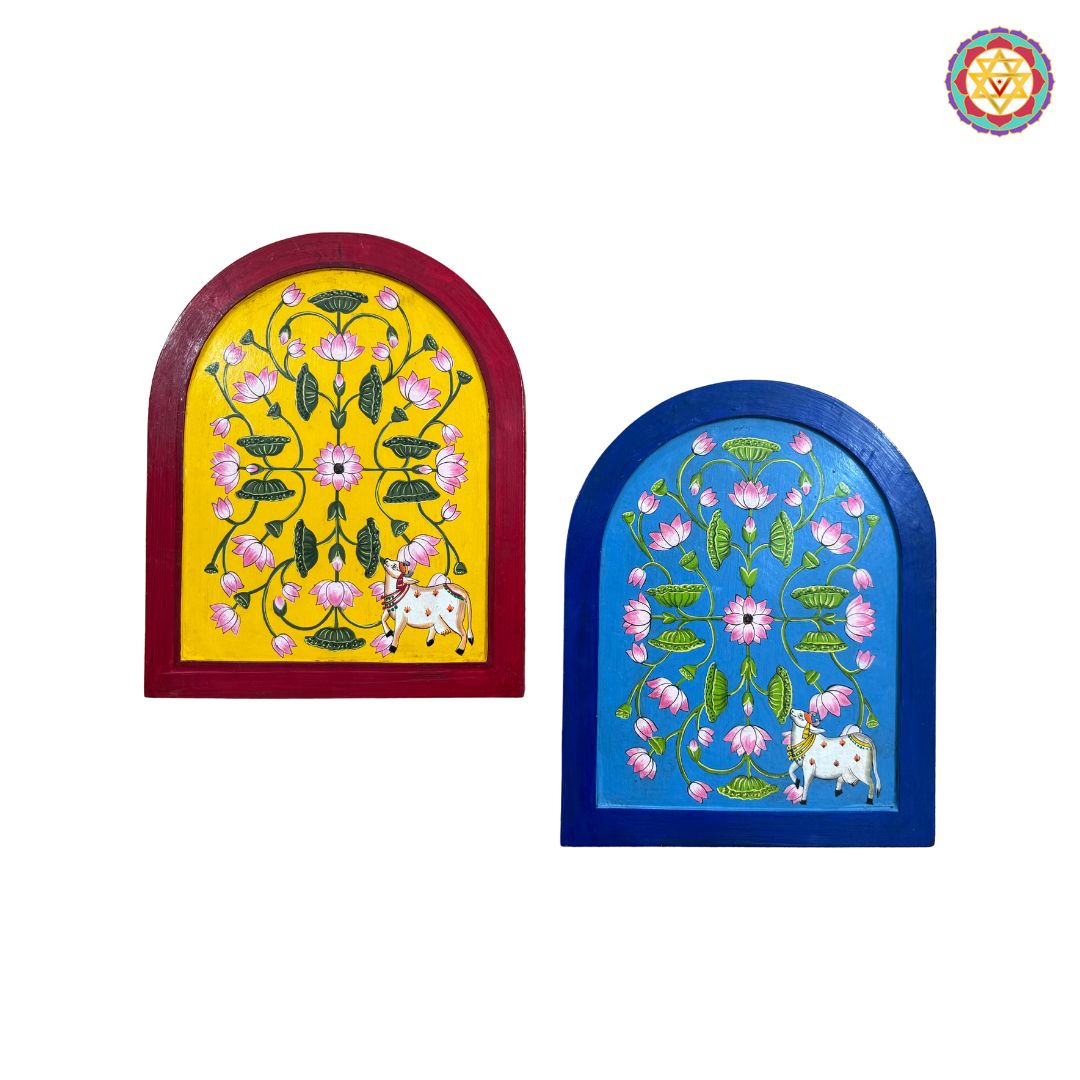 Arched Pichwai Wooden Frame – Handpainted & Ready to Hang
