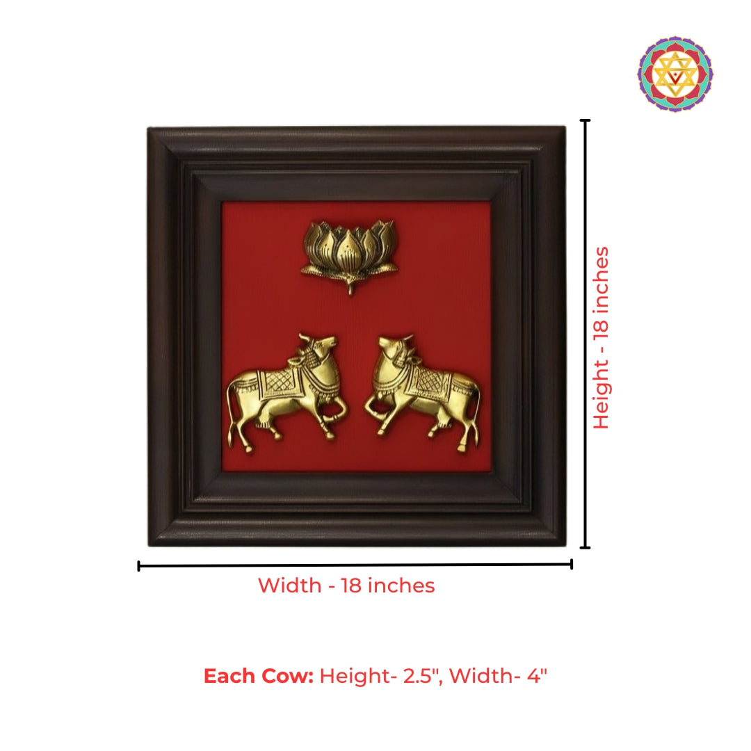Indian brass art panels with cow motif