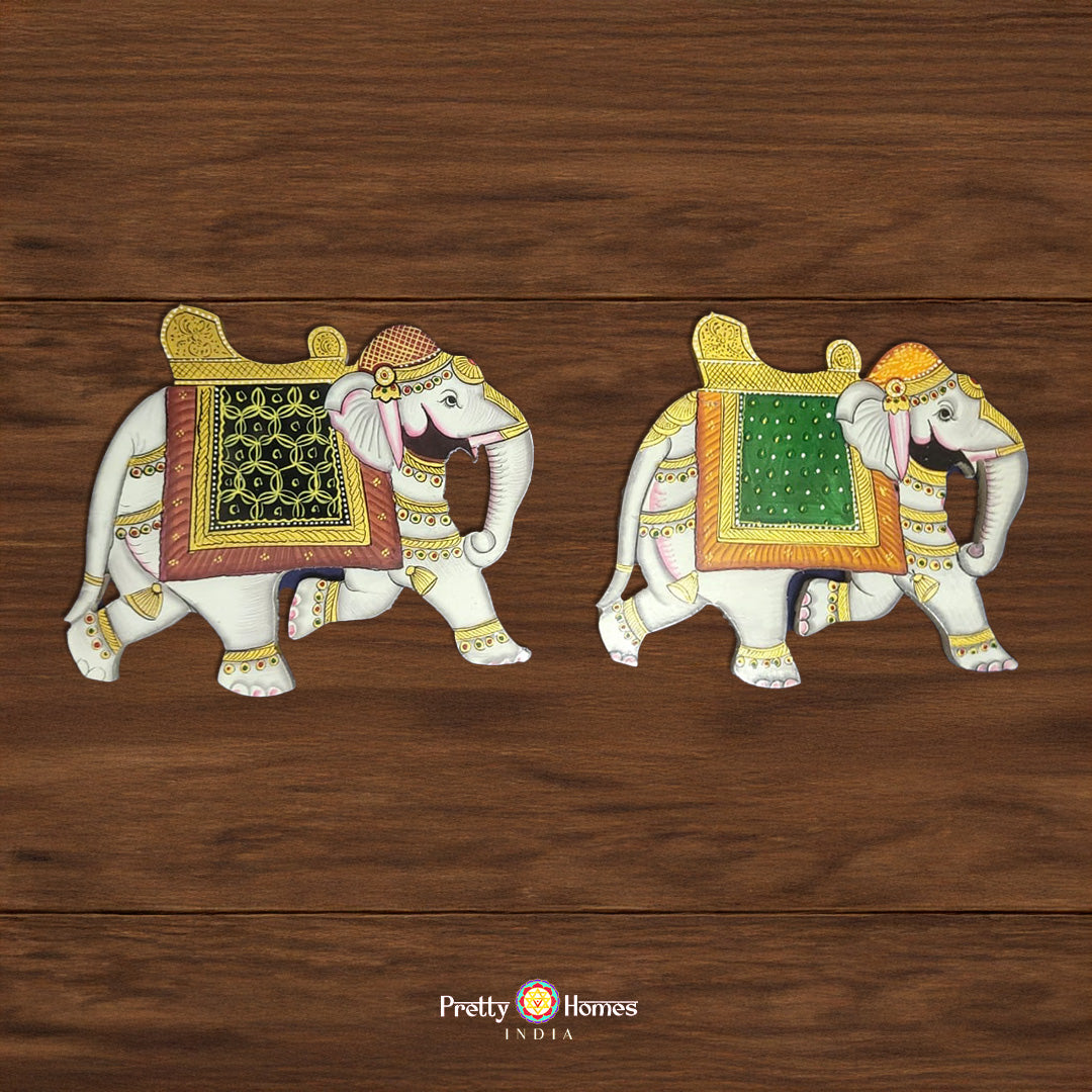 pichwai elephant mdf cutouts handcrafted printed decor pieces