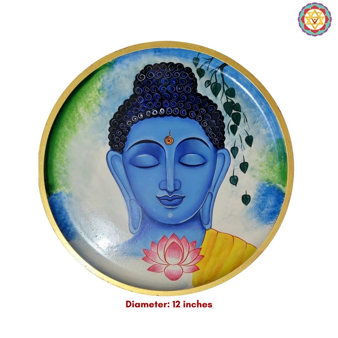 soulful buddha handpainted plate peaceful spiritual decor