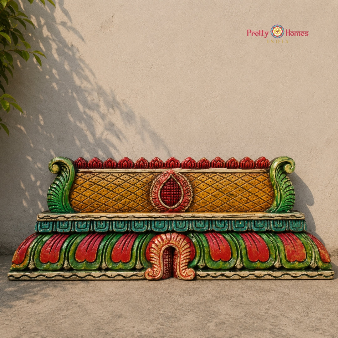 Temple Gopuram Carving – Hand-carved Wooden Wall Sculpture