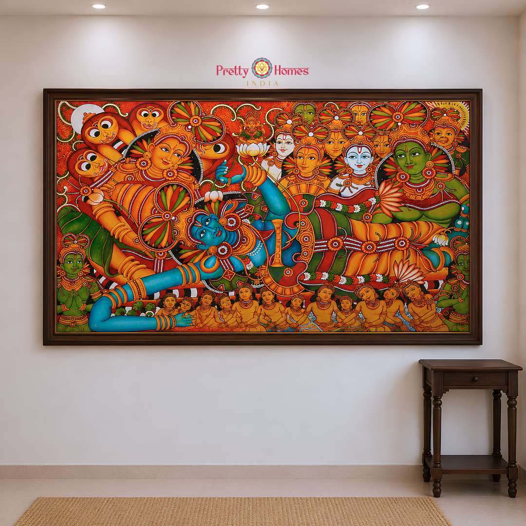 Kerela mural handpainting -Cosmic Vishnu – Divine Universe