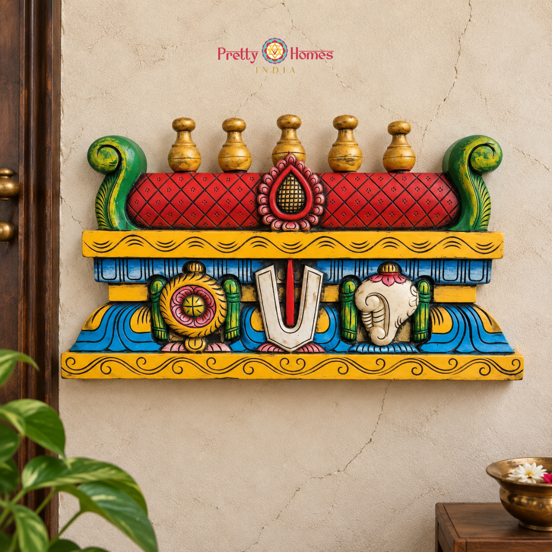 Chettinad Style Handcrafted Gopuram with Shankha Chakra Namam Carvings