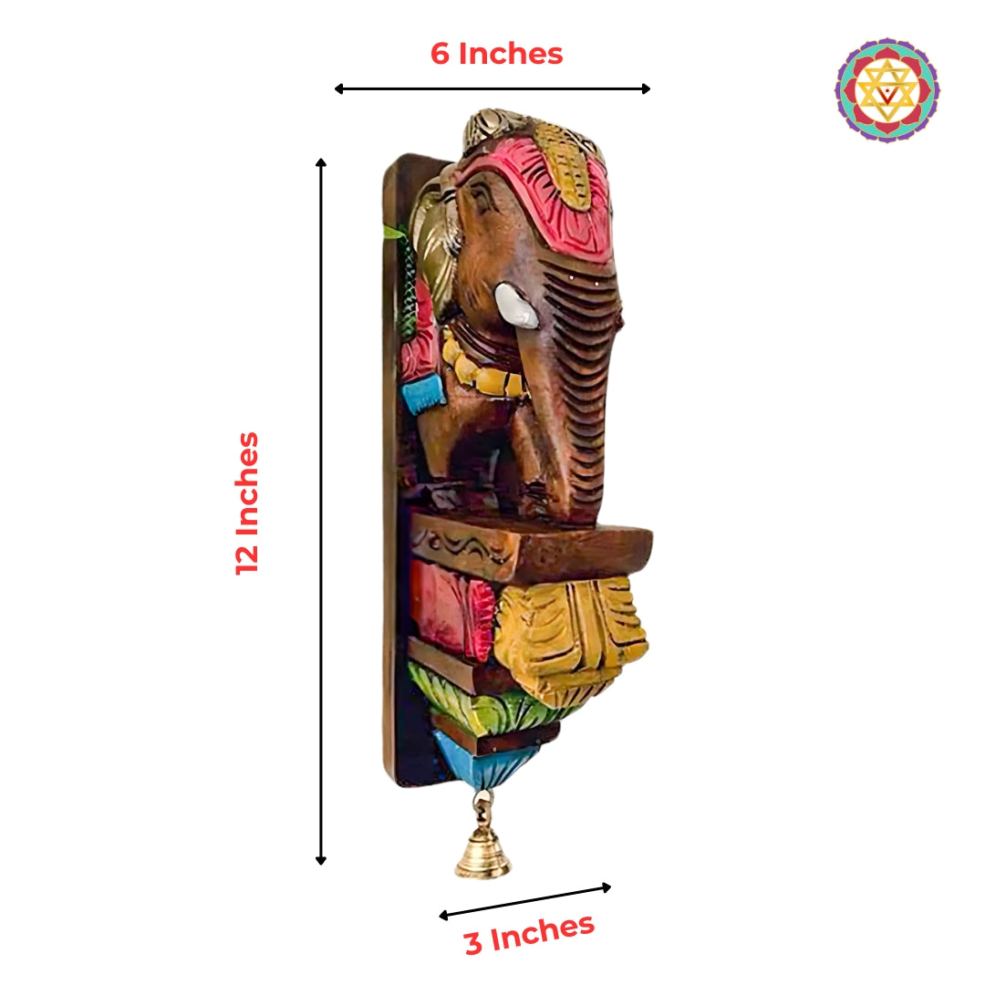 Dimension diagram for painted wooden elephant bracket:    .