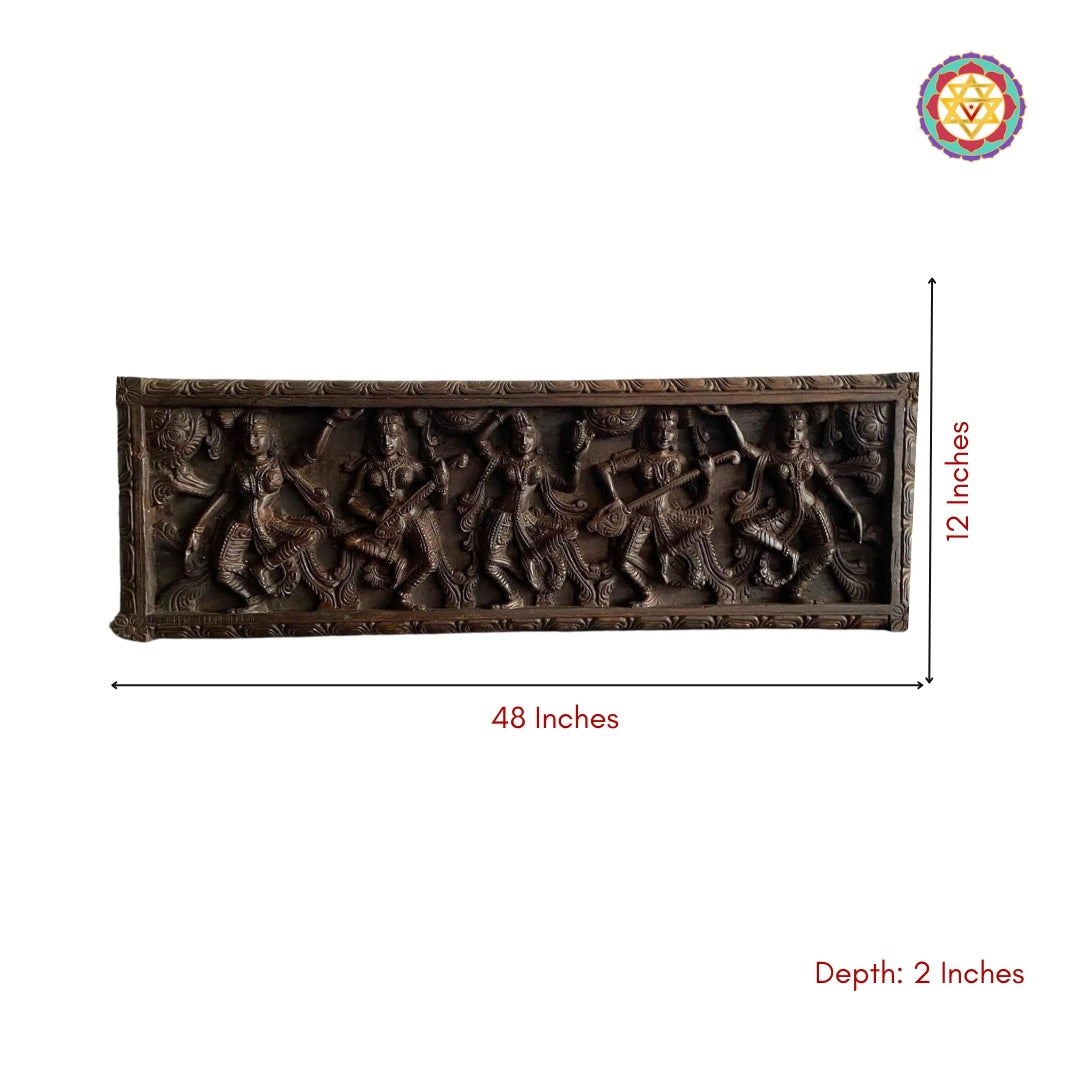 Antique-finish horizontal wooden wall panel with Measurements

