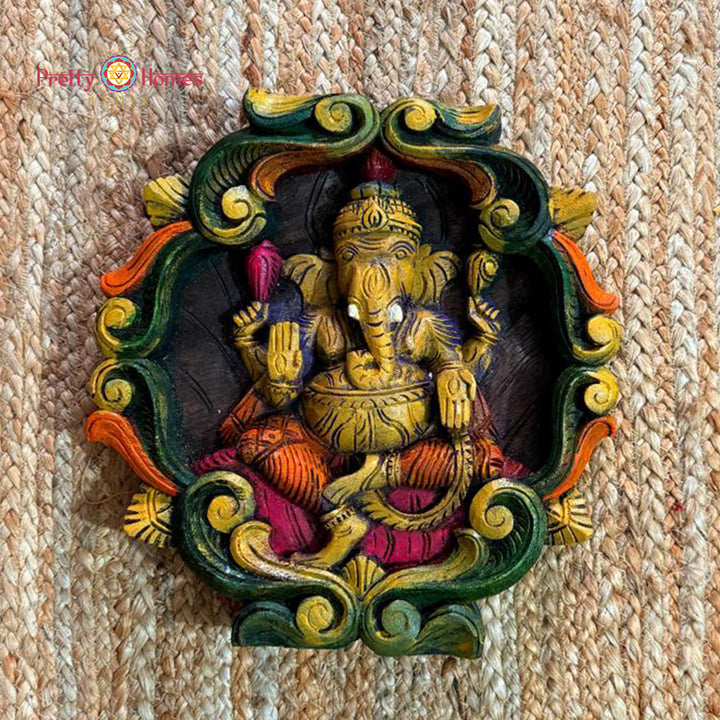 Woodcarved ganesha frame -1 piece