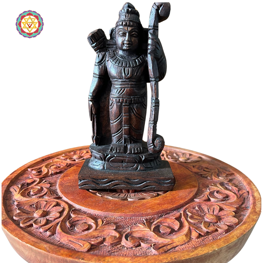 Handcarved Wooden Auspicious Ram Darbar Tabke top, with carved top