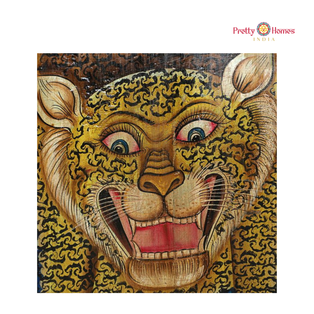 Hand-Painted Vertical Tiger Wood Panel