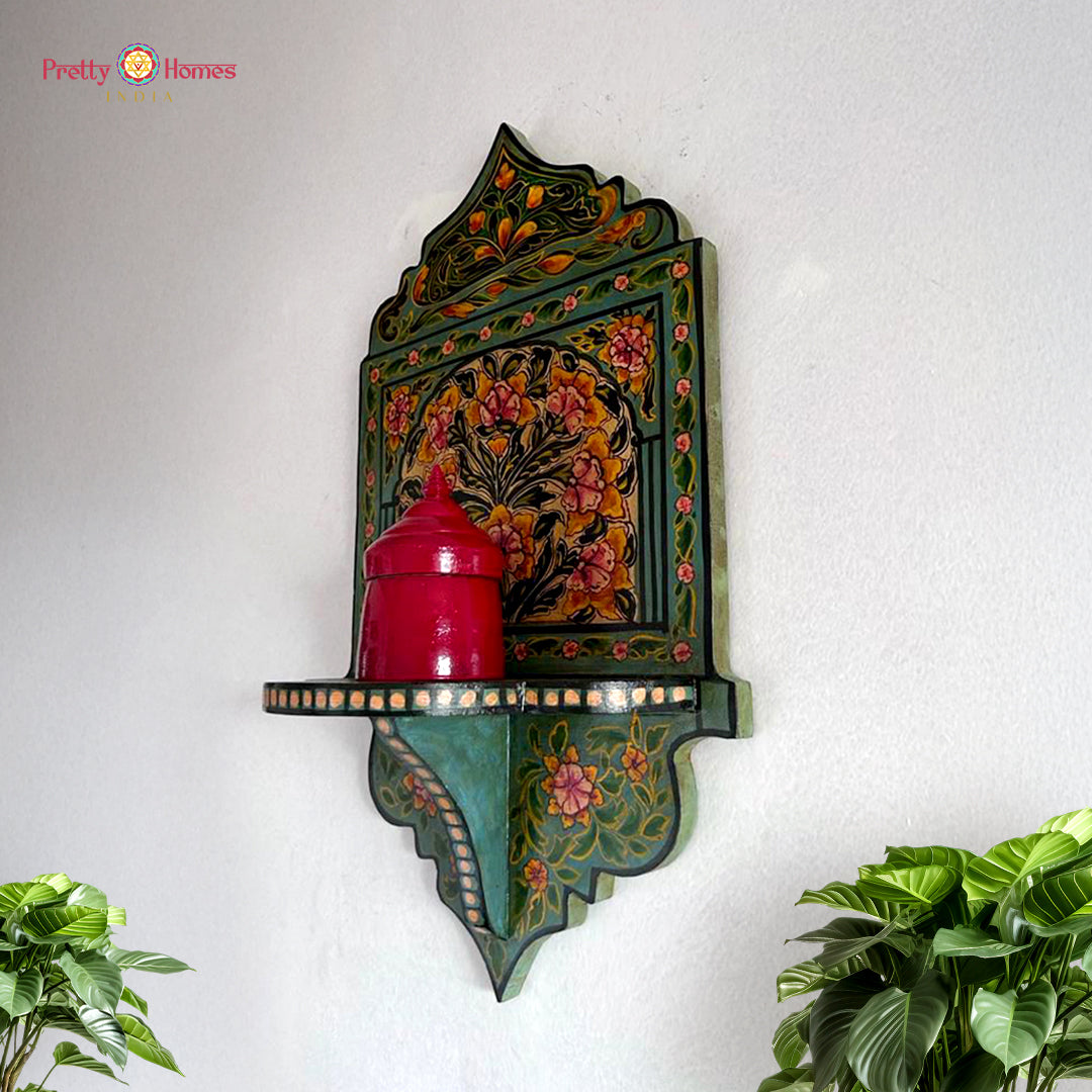 Hand-painted wooden vintage style wall shelves for decor