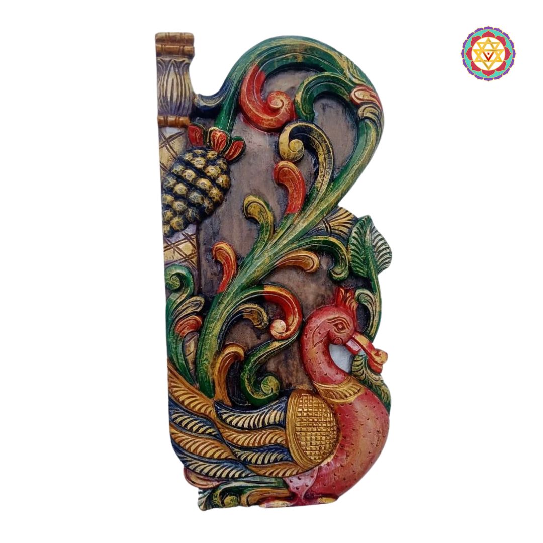 Multicolour version of Annam and lotus carving wall panel