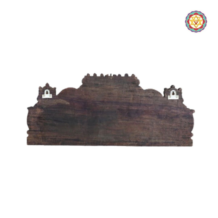 Side view of temple-style resting Vishnu wood panel
