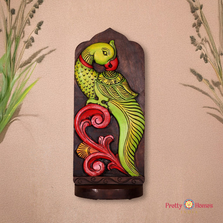 woodcarved multipurpose parrot design mount /wall shelf