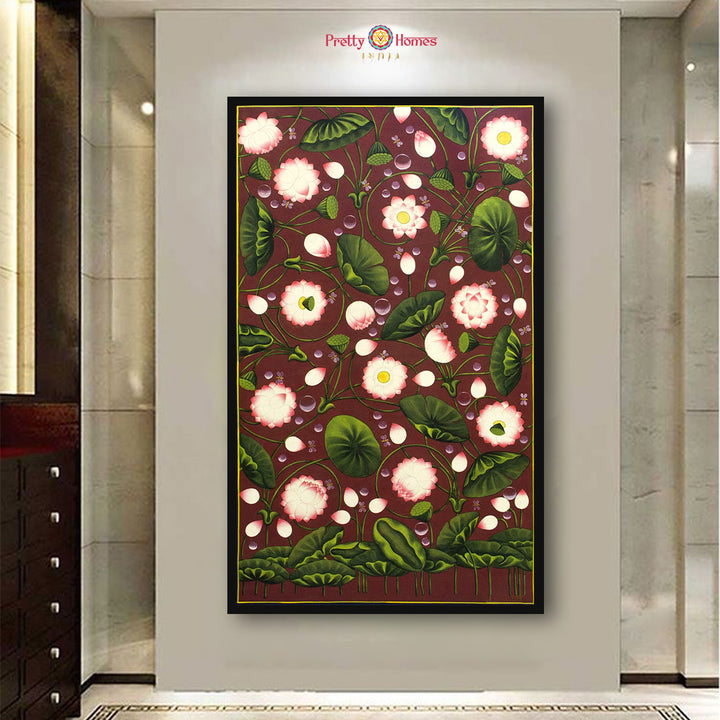 Red Lotus Pond (Kamal Talai) — Handpainted Pichwai for Heritage & Sacred Interiors