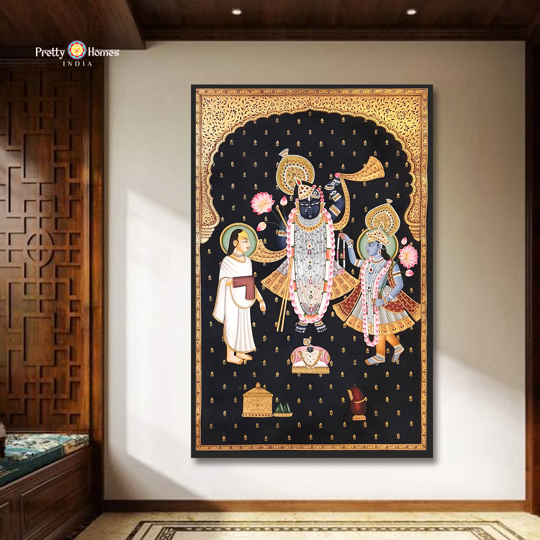 shrinathji jharokha pichwai full view with yamunaji and mahaprabhuji