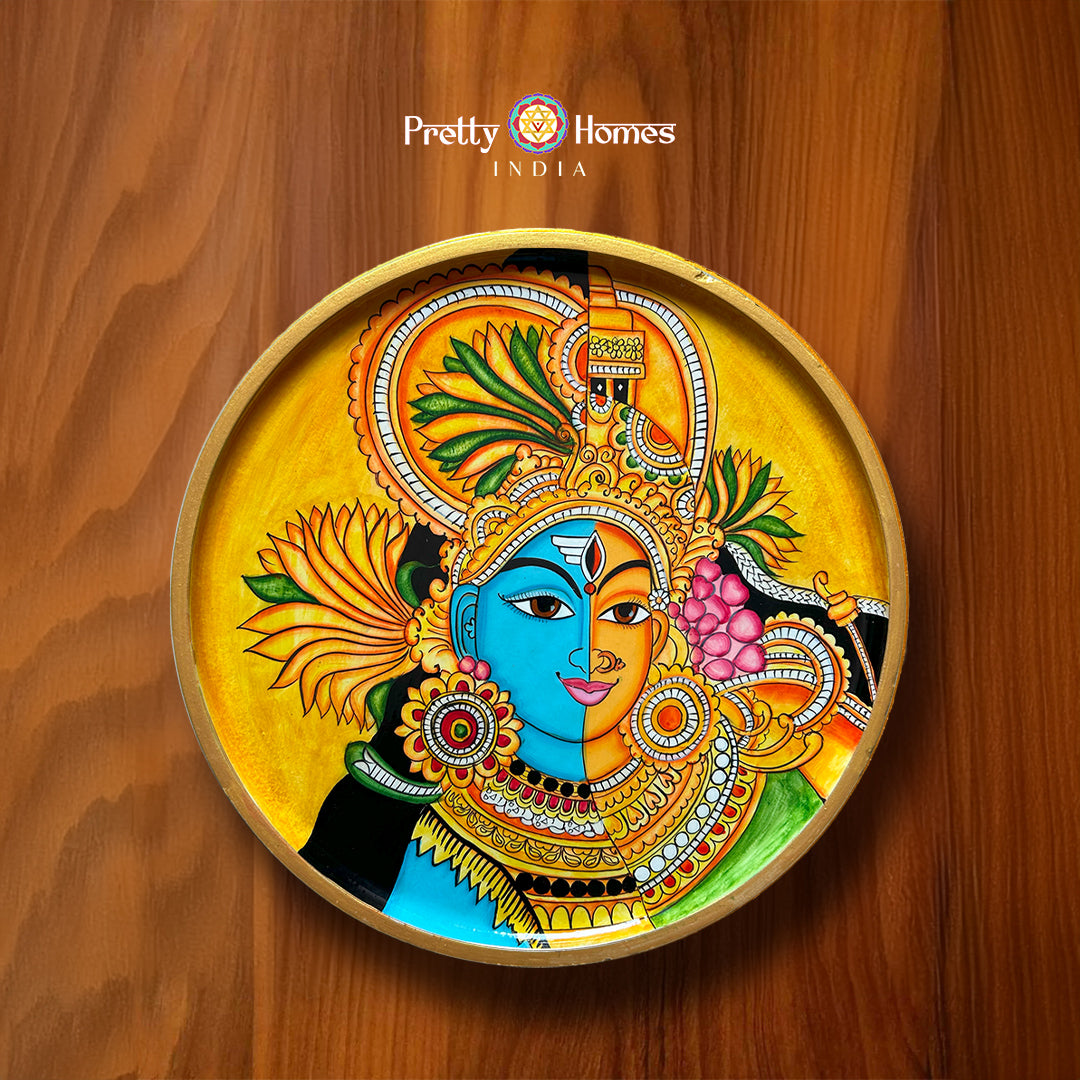 Kerala mural art of Ardhanarishvara depicting Lord Shiva and Goddess Parvati