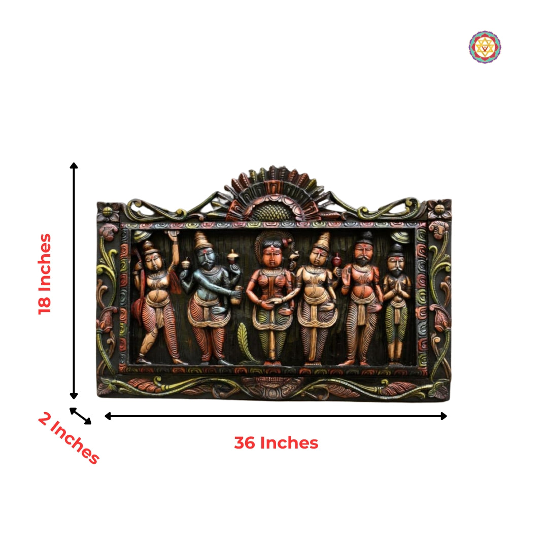 Wood carved Meenakshi Kalyanam Wall Panel