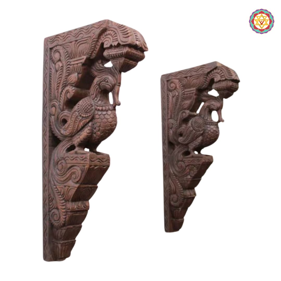 Woodcarved/ Handmade Set if Parrot wall brackets/hangings (Pair)