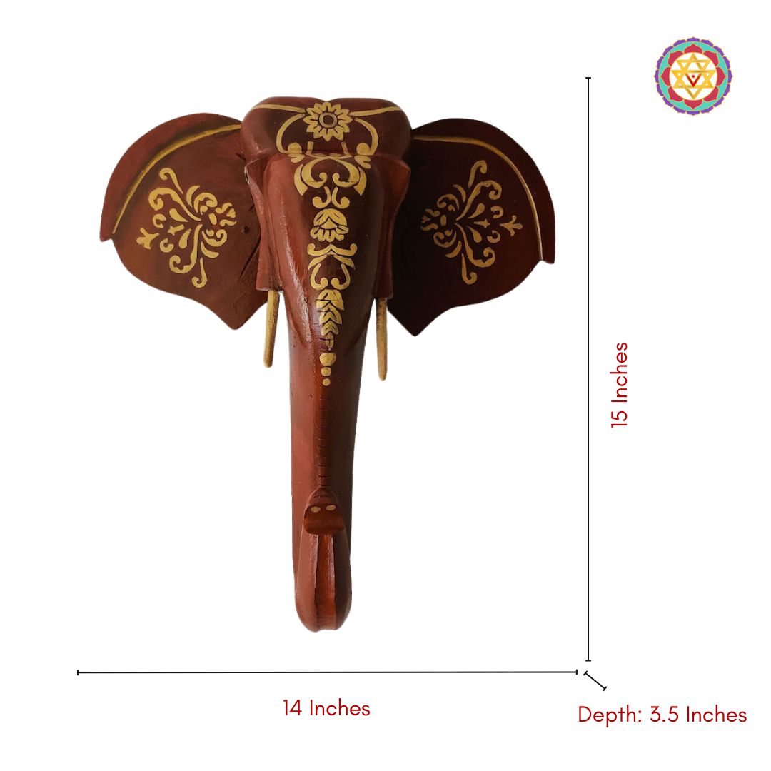 Decorative elephant head wall art symbolizing wisdom, protection and grace