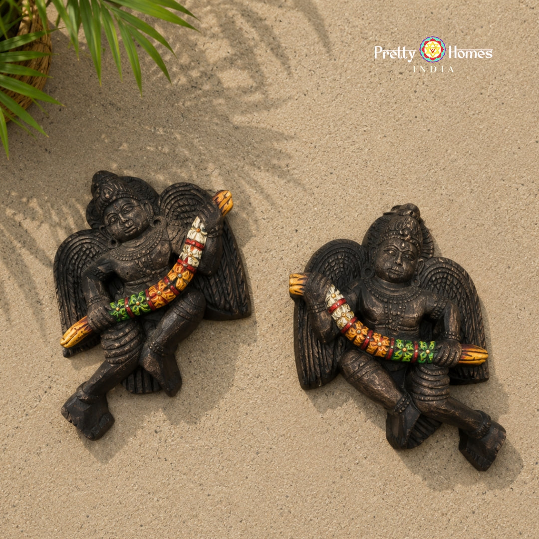 Wall-Mounted Gandharva Pair Sculpture – Medium Size