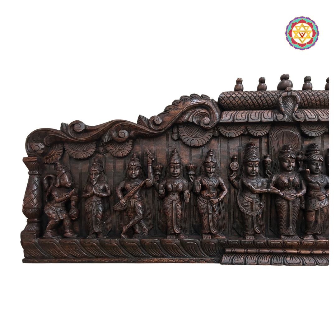 Panel showing rishis and priests in wedding procession