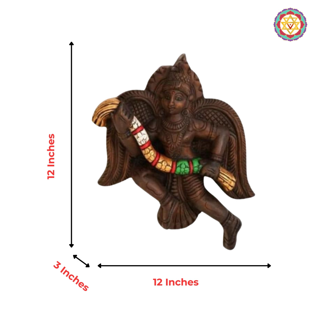 Woodcarved Gandharva/Indian Angel sculpture Wall mountable. The Garland Gandharva (Single)