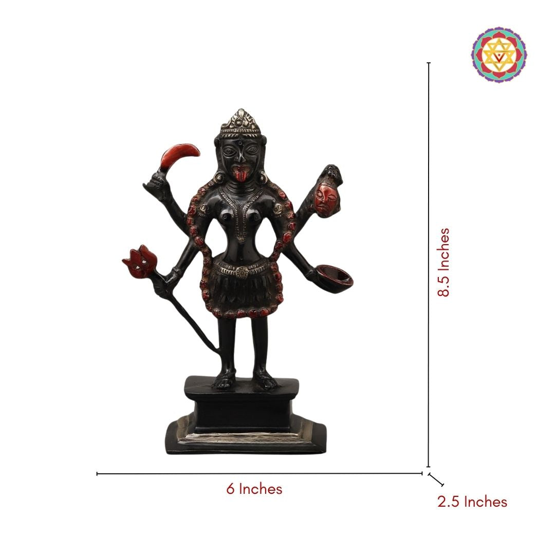 Brass Kali Statue – Multi-Color Finish – 8.5”