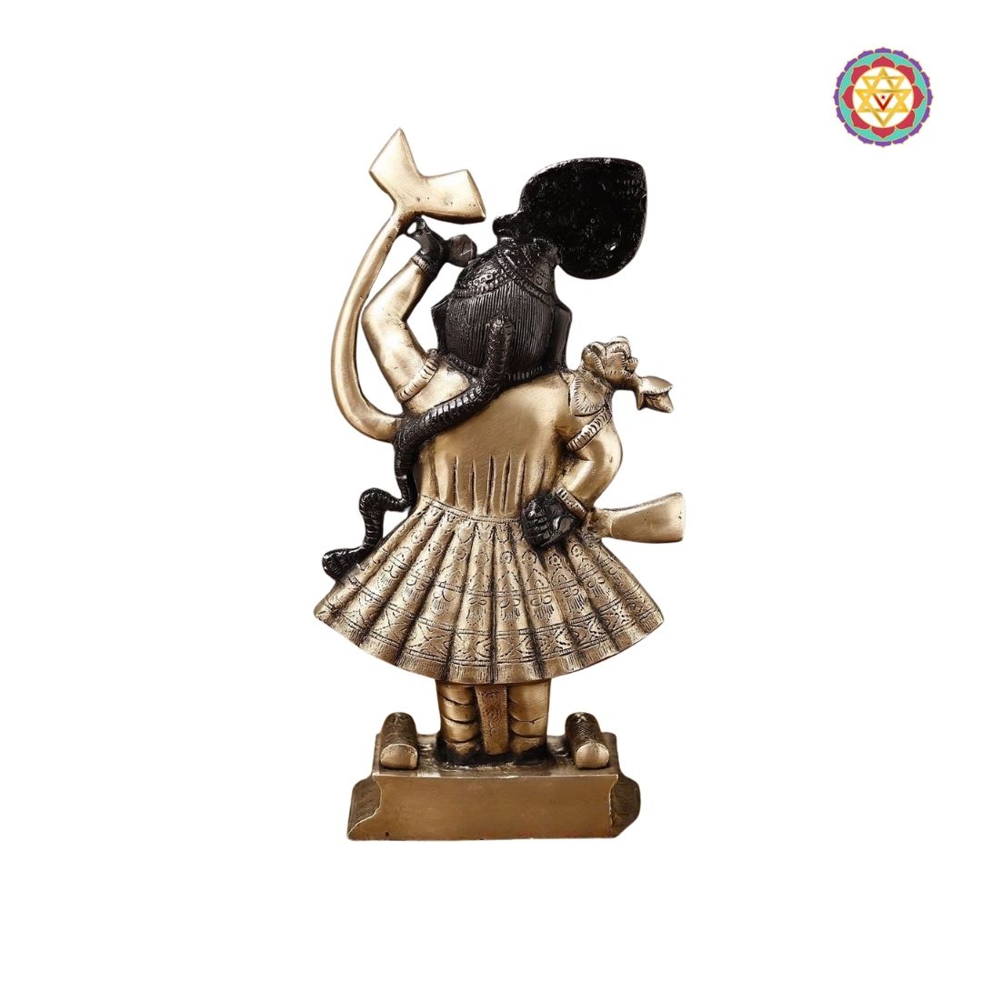 Brass Shrinath Ji Statue – Traditional Golden &amp; Black Patina Finish (17”)