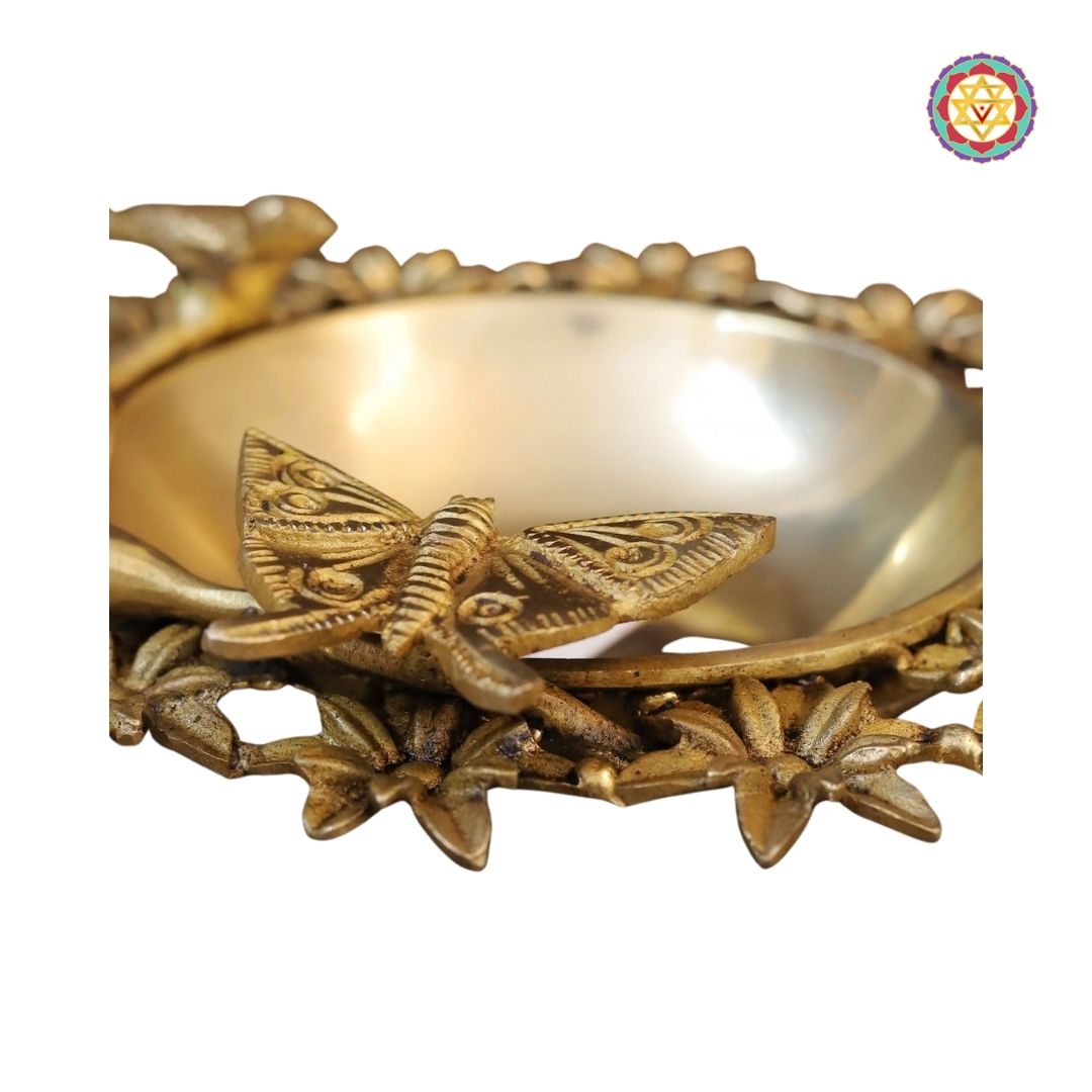 Brass Floral Uruli / Tray / centrepiece– Fine Golden Finish – 2.5”