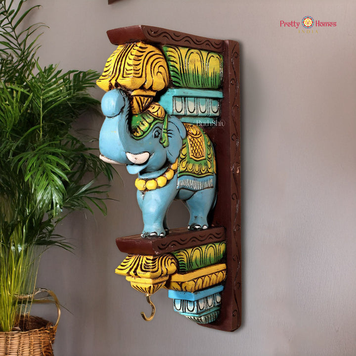 Handcarved multicolour elephant wooden corbels 12 inch