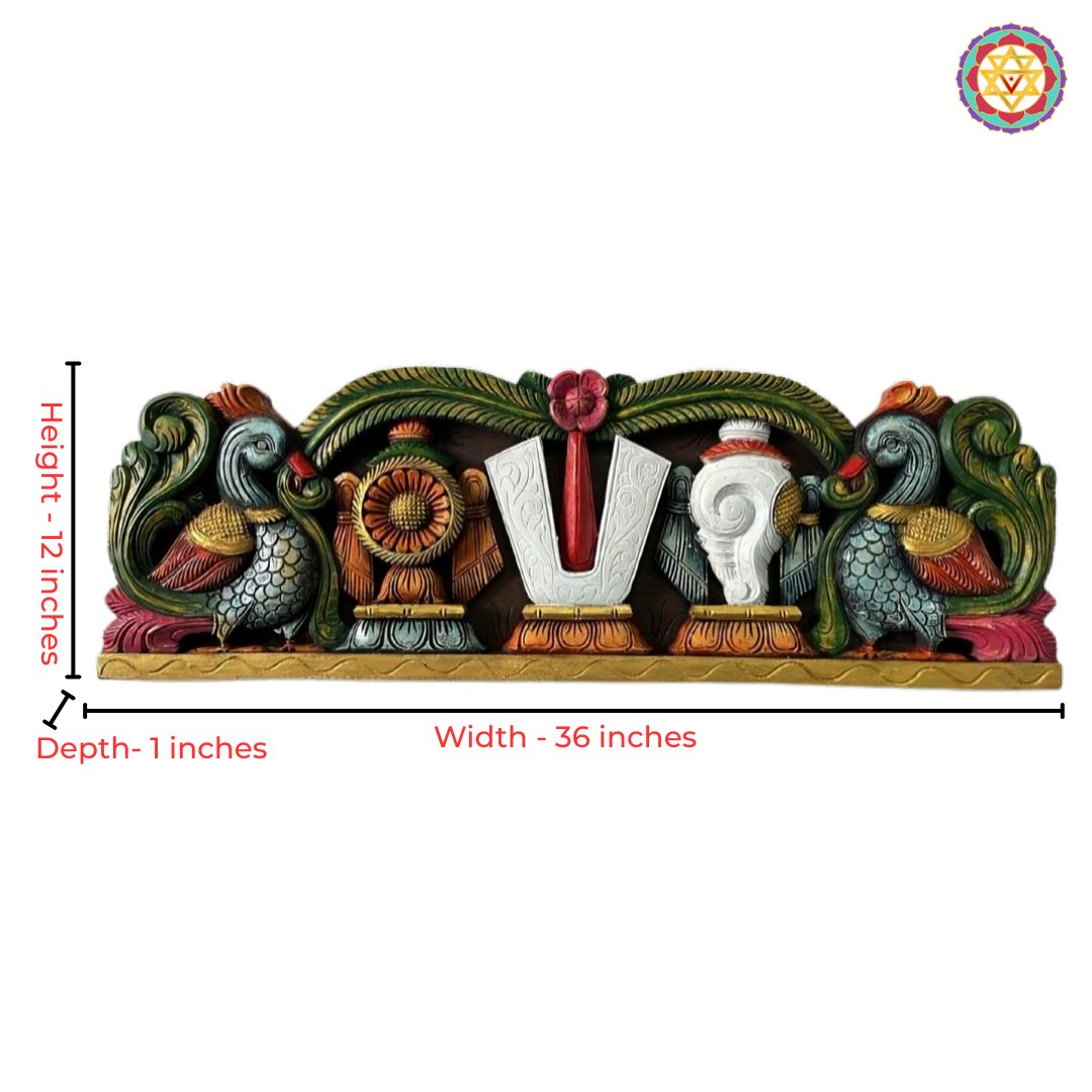 Graceful Multicolour Panel – Shankh Chakra with Annapakshi