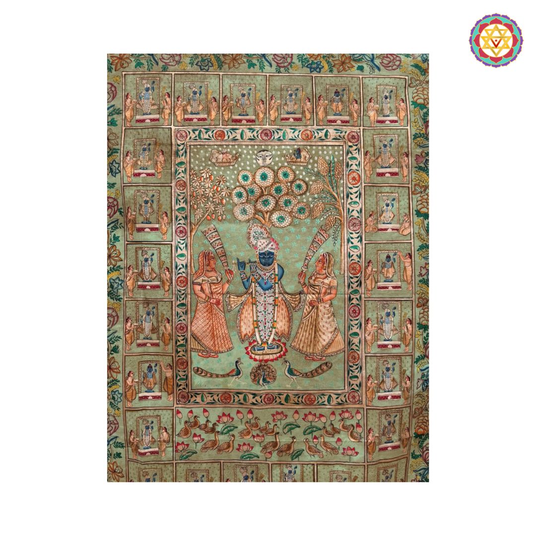 Artistic detailing of Shrinathji festivals handpainted Pichwai