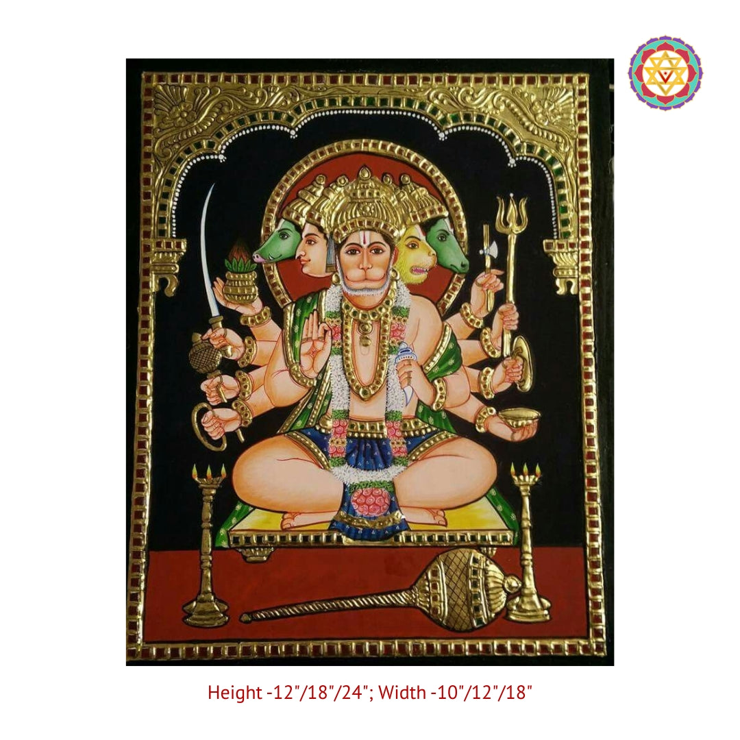 Traditional Panchmukhi Hanuman Tanjore artwork for protection and sacred spaces