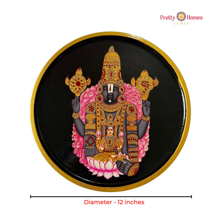 Handpainted Lord Balaji with Lakshmi Wall Plate